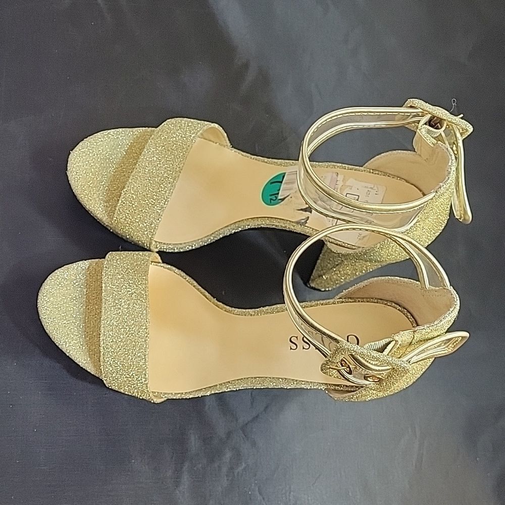 Guess Goldsparkly Block Heeled Adjustable Buckle … - image 6